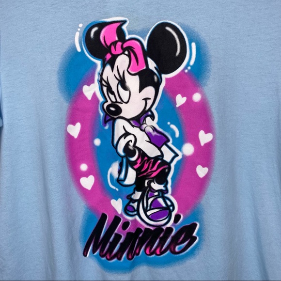 Disney Spray Praint Airbrush Graffiti Minnie Mouse T-shirt - Picture 4 of 6